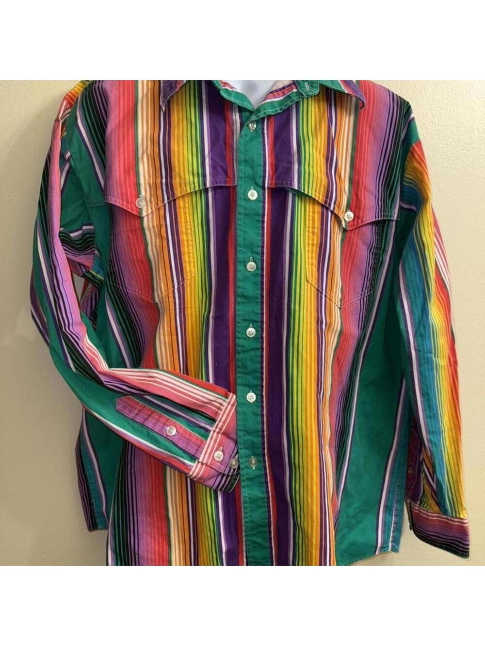 Cowboy's Only multicoloured striped button up shirt Size XL